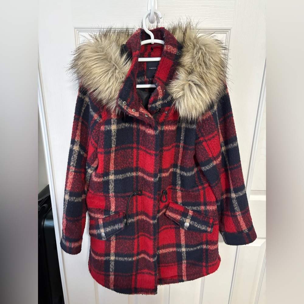 American Eagle plaid coat